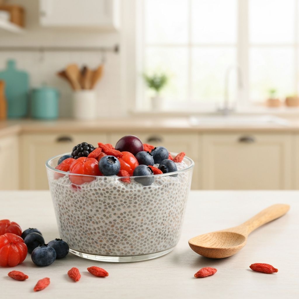 Pudding z nasionami chia i jagodami